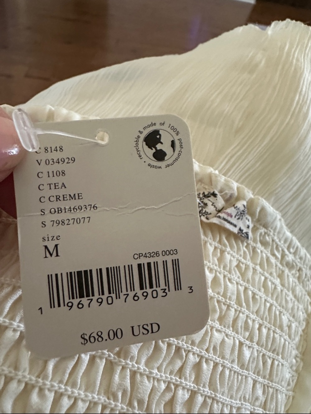 Free People Ivory Embroidered Peasant Top - Picture 7 of 7